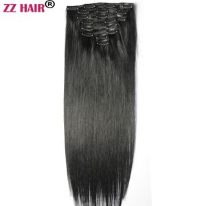 16-28 inches 8pcs set 140g Clips in/on 100% Brazilian Remy Human Hair Extension Full Head Natural Straight