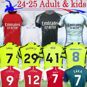 24 25 Saka Arsen Rice G.Jesus Soccer Jerseys Special Edition 2024 Home 3rd Kids Kit Odegaard J.TIMber Havertz Tierney Willian Smith Rowe Player Football Shirt 16-4xl