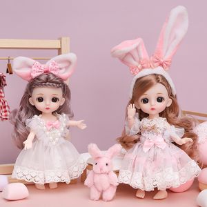 16 cm BJD Mini muñeca de juguete de moda con ropa MINIATUR muñecas para niños niñas bebé hermoso vestido hasta 1/12 regalos de cumpleaños ojos 3D 220418