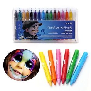 16 colores Lápices de pintura facial Estructura de empalme Pintura facial Crayón Pintura corporal de Navidad Pen Stick para niños Maquillaje de fiesta ZA2676 Ggum