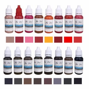 16 colors Permanent Makeup Micro pigments Set Tattoo Ink Cosmetic 15ml Kit For Tattoo Eyebrow Lip Make up Mixed color