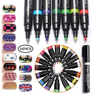 16 couleurs Ensemble Nail Art Pen 3D Nail Art Diy Decoration Nails Polon Set Set Design Nails Tools Beauty Paint Pen Supplies 2541548