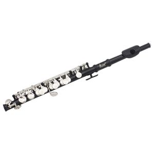 Llave piccolo plateada lacada en negro de 16 agujeros, media flauta, latón blanco, chapada en plata