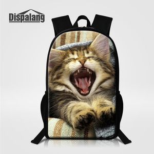 16 Inch Women Travel Backpack Cute Cat Dog Printed Rucksack School Bags For Teenager Middle School Student Schoolbags Mochila Rugtas Bagpack