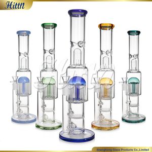 Glass Bong Water Tubo Tubo recto Agua Bong 12 Armas de árbol Perc Honeycomb Perc Port Hand 420 Bong para fumar con Cattador de hielo de Guardia de salpicaduras de 18 mm de 18 mm 16 pulgadas