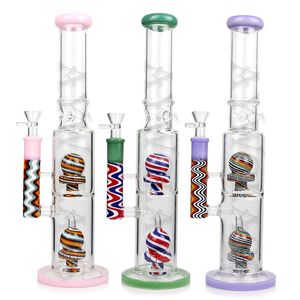 16 pouces Plates-formes pétrolières Narguilé Doule UFO perc Fabriqué par des États-Unis importés couleur de la tige Pipes en verre 14,4 mm Taille Jonit Fumée pipe à eau tabac cool bongs Dab rig recyler