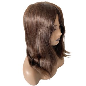 16 pouces systèmes de cheveux humains vierges péruviens couleur brun foncé 2 # 130% densité 7x9 Mono Topper pour femme noire