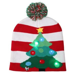 16 styles LED Noël Halloween chapeaux tricotés enfants bébé mamans hiver chaud bonnets citrouille bonhommes de neige crochet casquettes fête de fête RRE15323
