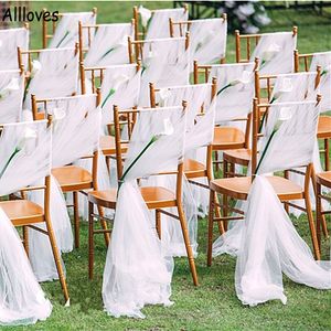 Roamantic Chair Covers Garden Wedding Decorations Belt Knot Party Chairs Back Sashes Bow Ties Ribbon Birthday Christmas Prom Event Decors AL8465