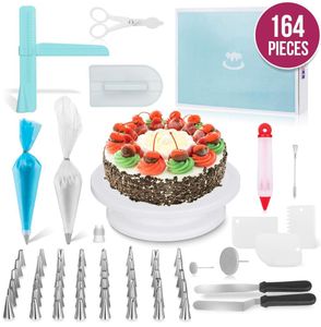 164pcSset Multifonction Cake Turntable Set Take Decorating Tools Kit Pastry Buse Fondant Tool Kitchen Dessert Dissert Supplies1619792