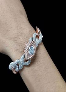 16MM Iced The Eye Infinite Chain Bracelet 14K Plaqué Or Blanc Diamant Zircon Cubique Bijoux 16inch24inch Collier Cubain1117181