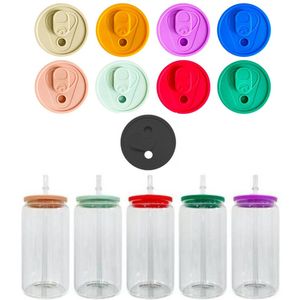 Vasos de vidrio de 16 oz Tapas de silicona de repuesto con tapones de silicona Gafas a prueba de fugas resistentes a salpicaduras Tapas de latas Tapas a prueba de derrames para tazas de boca ancha de 60 mm