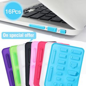 16 pcs coloré en silicone en silicone ordinateur portable couvercle de bougie de poussière Stopper Protection de l'interface USB à poussière à poussière Couverture étanche