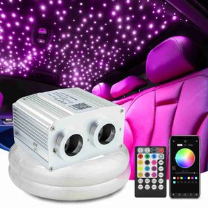 16W RGBW Double Head Car Starry Sky Twinkle Fiber Optic Star Plafond Kit Bluetooth Appcar Roof Starry Sky Fiber Optic Light HKD230812