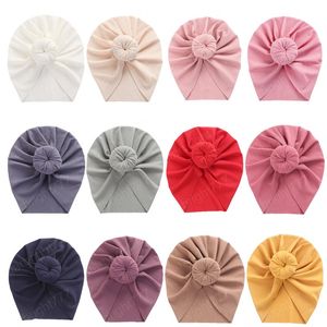 17.5*20 CM couleur bonbon boule ronde nouveau-né chapeaux mode tricot rayé beignet infantile casquettes bébé Turban enfants cadeaux d'anniversaire