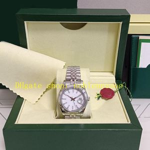 17 couleurs hommes avec boîte papiers montre hommes 41mm 126334 cadran blanc lunette cannelée diamant 126333 bracelet en acier inoxydable 126303 montres automatiques en or jaune 18 carats