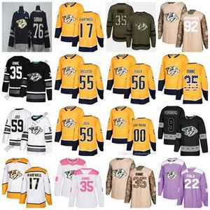 17 Wayne Simmonds Nashville Predators 35 Pekka Rinne 59 Roman Josi Hockey Jerseys Hombres Mujeres Jóvenes Rosa Púrpura Saludo 100.o Negro Inicio