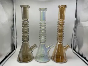 17 pulgadas Bong de vidrio Tabaco Hookah Vaso de precipitados 3 colores Tubería de agua plateada 14 mm Junta hembra con tazón y vástago inferior