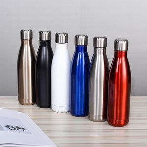 Botella de agua deportiva de 17 oz con aislamiento al vacío, hervidor de agua para exteriores de acero inoxidable, botella de agua con forma de cola de doble pared a prueba de fugas, mantiene las bebidas calientes y frías