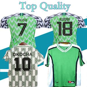 18 19 Nigeria Musa Camisetas de fútbol retro verde OKOCHA KANU BABAYARO UCHE WEST 94 96 98 Camiseta de fútbol clásica