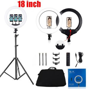 18 inch LED Live stream Tiktok Selfie light Ring Light For Youtube Live Video Vlog Dimmable Lamp With Tripod Portrait Makeup Broadcast Lamp