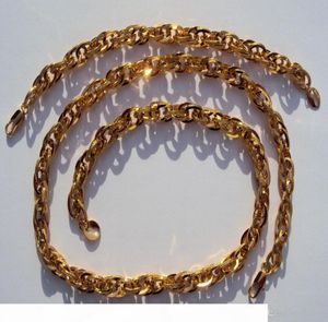 18 k GP Acabado en oro pesado 8 mm Miami Cuban Link Par Cadena Collar Pulsera Sello Set7980382