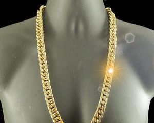 18-karätige gelbe G/F-Goldkette, massiv, 10 mm, XL, Miami, kubanische Curn-Link-Halskette