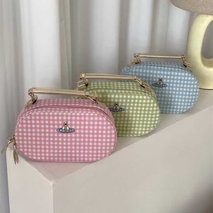 18% OFF Sac de créateur Empress Dowager Broderie Saturn Plaid Oval Camera Bag Bandoulière Sac à main Macaron Sweet and Cute Commuter