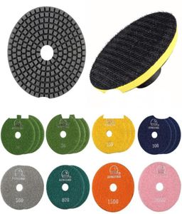 18 pièces tampons de polissage diamant flexibles polissage outil de ponçage disque roue granit béton humide pour ponceuse à disque forets disquettes 4859593