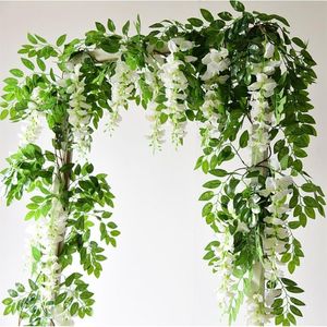 180 cm Wisteria fleurs artificielles en plastique soie lierre vigne guirlande hortensia chaîne arc de mariage bricolage artisanat tenture murale décoration207w