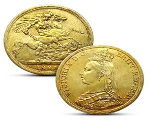 18871900 Monedas Soberanas Victoria 14pcsset 38 mm de oro pequeño moneda de recuerdo de moneda conmemorativa nueva llegada 4098173
