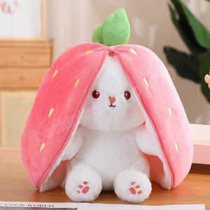 Bolsa creativa de zanahoria y fresa de 18CM que se transforma en conejo, juguetes de peluche, conejito de orejas largas encantador, muñeco de peluche suave, regalos para niños Kawaii