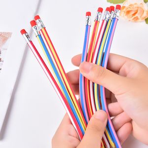 Lápiz suave plegable de 18 cm con goma de borrar, lápices estándar flexibles de Color caramelo bonito, suministros de oficina de moda escolar