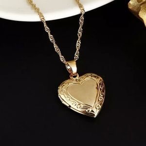 18k Or Jaune Fin Rempli Coeur Médaillon Nouveau Pendentif Collier Chaîne Coffret Cadeau GRATUIT