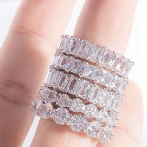 Anillo de compromiso personalizado de oro de 18k, anillo de moissanita de eternidad con diamantes para mujer, diseño de boda 2020