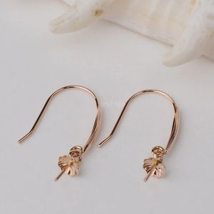 Crochets de boucles d'oreilles en or 18 carats avec capuchons de perles Eyepin Jaune Blanc Rose Karat Solide 18ct oro Boucles d'oreilles en perles pendantes françaises 231225