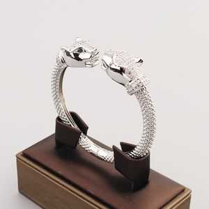 18k Gold Sliver Leopard Leopard Diamond Bangle Brazelets Chain Love Designer for Women Men abiertos diseñador de moda diseñador de boda Día de Acción de Gracias Valentín
