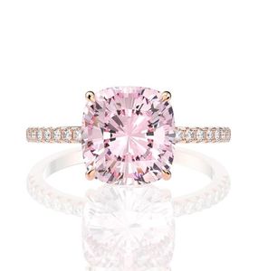 Bague en diamant saphir Rose or Rose 18 carats, bague de mariage en argent Sterling 925 pour femmes, bijoux fins 2771794