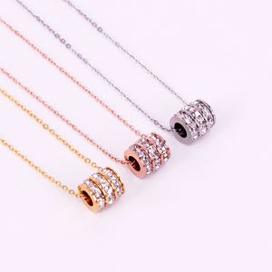 18K or rose en acier inoxydable romain pendentif colliers bijoux designer creux brillant cristal lien chaînes tour de cou collier cadeau