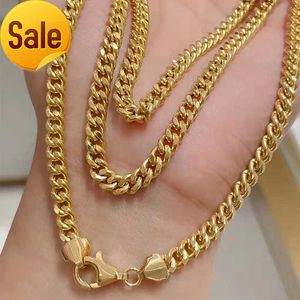 Chaîne à maillons cubains en or massif 18 carats 1,7 mm à 10 mm d'épaisseur collier longueur personnalisée bijoux Hip Hop Dubaï chaîne en or 18 carats collier nouveau design