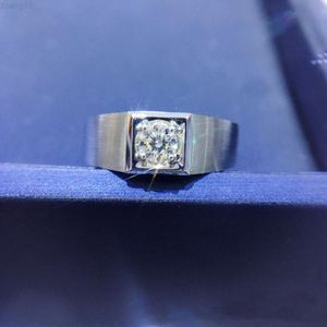 Anillo de moissanita simple de moda de oro sólido de 18 k en anillo de bodas de hombre de oro blanco de 18 k