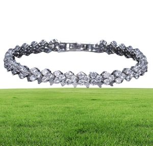 18K White Gold plaqué zircone Bracelet Bracelet Diamond Hand Chain pour hommes Femmes coeur Amour Bracelets Bangle Amour Gift Val1033698