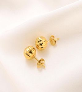 Boucles d'oreilles en or fin jaune 18 carats, perles rondes solides, Piercing, New7927608