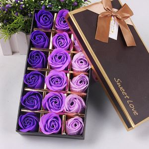 Autres favoris du mariage 8pcs Savon de bain artificiel Pétales de fleurs de rose avec boîte cadeau pour les anniversaires anniversaire mariage Saint Valentin