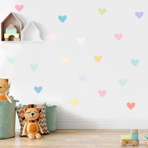 18 pièces aquarelle en forme de coeur pépinière Stickers muraux vinyle Stickers muraux PVC papier peint Mural enfants chambre amovible décor à la maison