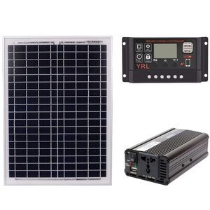 Panneau solaire 18V20W + contrôleur 12V / 24V + kit onduleur AC220V 1500W, adapté à l'extérieur et à la maison à économie d'énergie solaire P