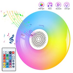 18W 24W 48W RGB Bombilla de luz Smart Music Bombillas Altavoz Bluetooth E27 Cambio de color UFO Luces con control remoto para Home Store Hotel KTV Bar Decoración