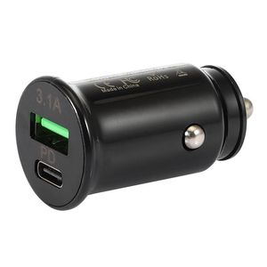 Chargeur de voiture rapide 18W PD QC 3.0 Chargeurs rapides Prise USB de type C Adaptateur secteur de taille mini pour Iphone 13 12 11 Samsung S20 S21 Adaptateurs de charge rapide avec boîte de vente au détail