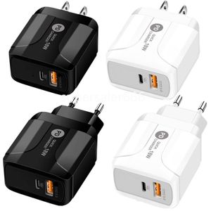 18W Tipo c PD Cargador Rápido rápido QC3.0 Cargadores de pared Adaptador de corriente para iphone 7 8 x 11 13 14 Samsung S22 S23 S1 mp4 con caja al por menor 12W