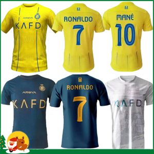 23 24 Maillots de football Al Nassr FC RONALDO MANE 2023 2024 Accueil CR7 Gonzalo Martinez Talisca Ghislain Vincent Aboubakar Kit hommes / enfants Maillot de football Al-Nassr